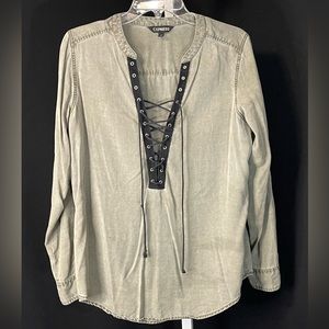 Large Express 100% Lyocell olive color lace up top